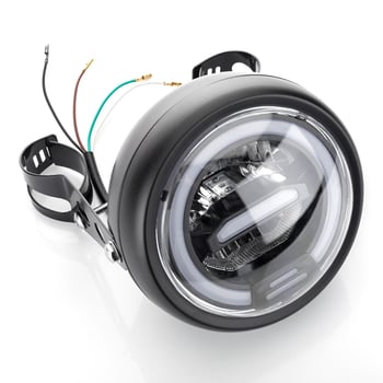 LED ретро кръгла фара за мотоциклет с дневни светлини, метал, 12V, 14.35W, 3000lm, IPX66, модел HL-6.5-SM-13115-LED