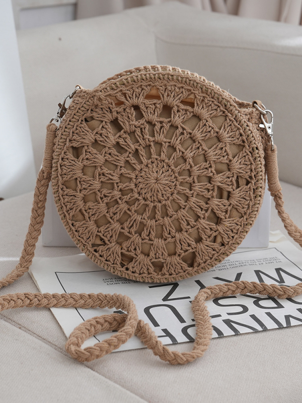 Pamukasta crossbody torbica s polukružnim oblikom, zatvaranje zipom, unutarnja džep sa zipom, jedna naramenica