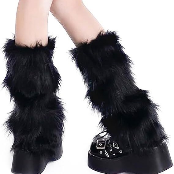 Șosete de bocanc pufoase din blană artificială - încălzitoare groase de iarnă, până la genunchi, pentru femei