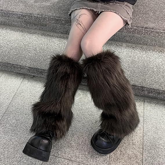 Șosete de bocanc pufoase din blană artificială - încălzitoare groase de iarnă, până la genunchi, pentru femei