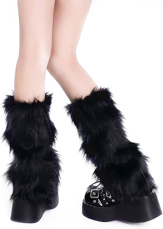Șosete de bocanc pufoase din blană artificială - încălzitoare groase de iarnă, până la genunchi, pentru femei