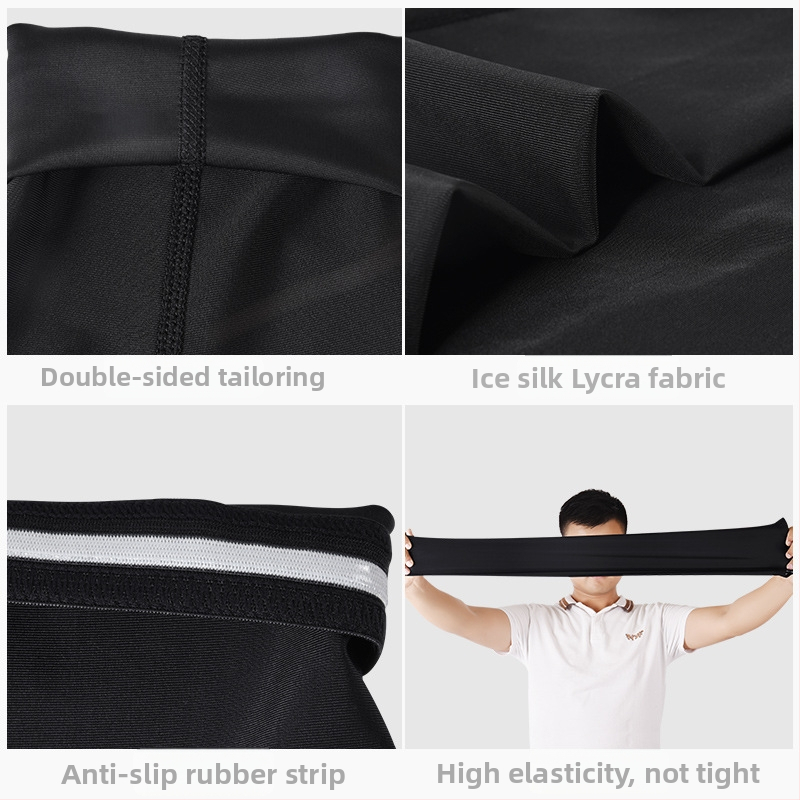 Kāju aizsargs pret sauli – dzesējošs Ice Silk, ceļgalu aizsargs, piemērots skrējiens un riteņbraukšana; materiāls: poliesters; pielāgota apstrāde; licencēts privātā zīmolu zīme