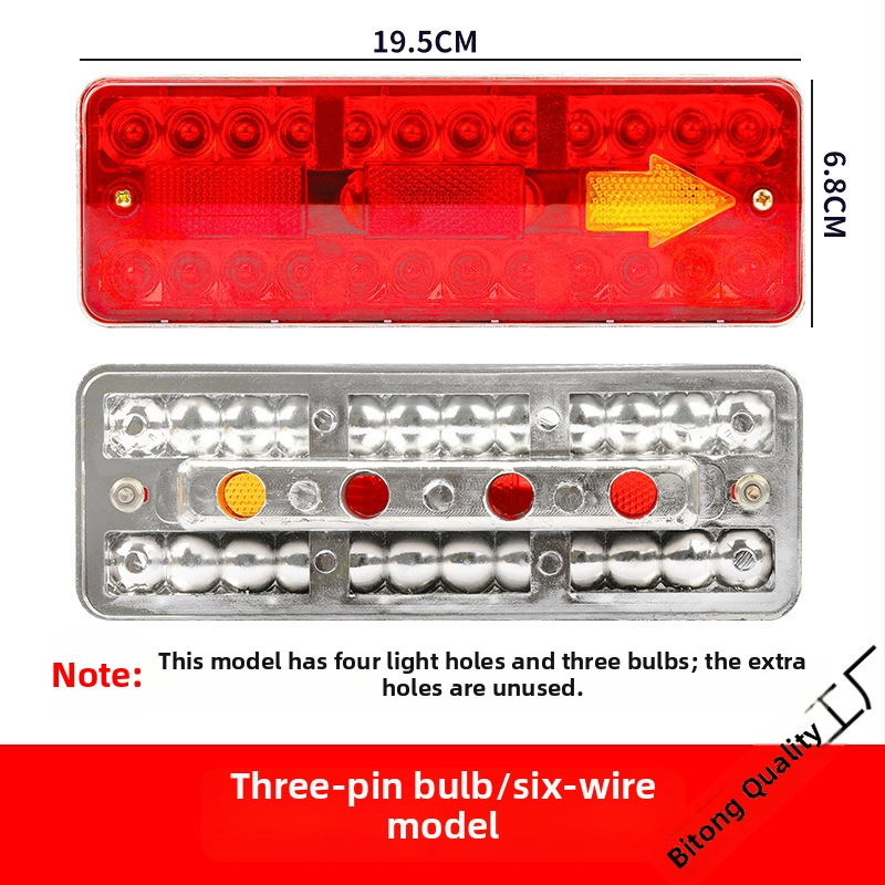 Elektrinio triciklo galinis žibintas su stabdžio žibintu, LED posūkio signalu ir važiavimo šviesa, 12–60V