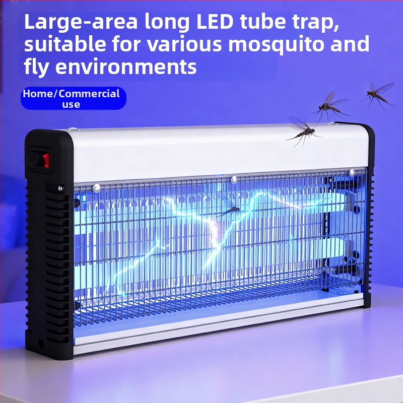 Lampa proti komárom elektrickým šokom – vnútorná nástenná montáž, UV žiarič, sieť z niklov-zinku železa, plášť zliatiny, vhodná pre plochu 61 m² a viac