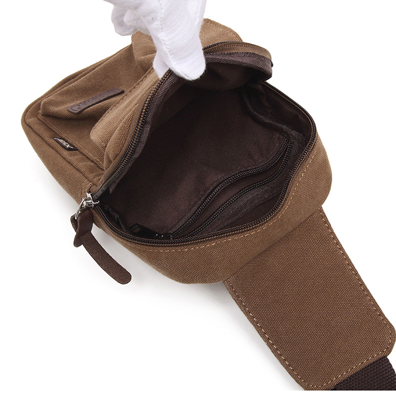 Muška torba za prsa — gradski stil, platno, prozračna i otporna na habanje, Xiaoyi marka, podstava poliester