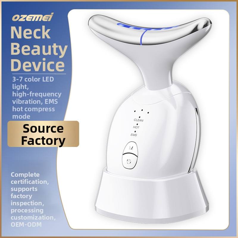 Kaklo grožio prietaisas 816 – vibracijos masažas, fotoninis grožis ir akių režimas; pakėlimas ir stangrinimas; baterija 3,7 V 500 mAh; įkrovimo laikas apie 2 val.; svoris 105 g