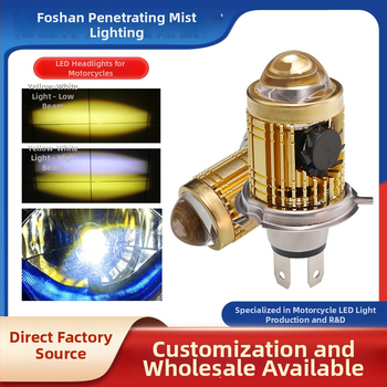 Svetlomet na motocykel H4 s fisheye objektívom, telo z hliníkovej zliatiny, vstavané svetlo, 30W, 12–80V, LED 3570+3030