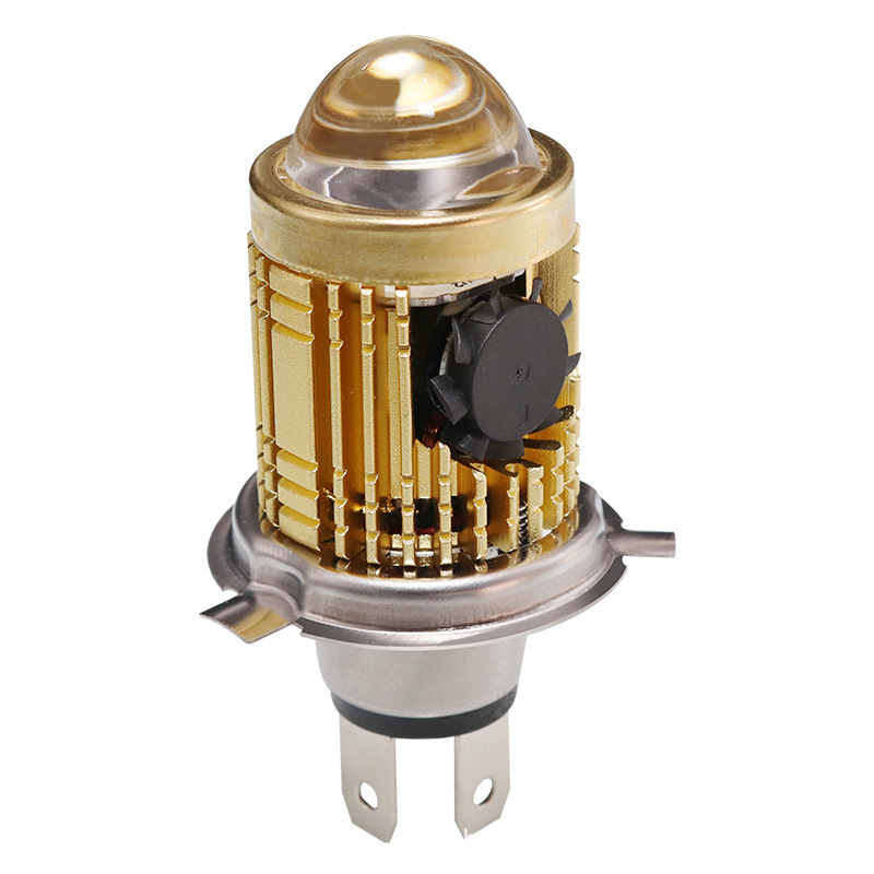 Svetlomet na motocykel H4 s fisheye objektívom, telo z hliníkovej zliatiny, vstavané svetlo, 30W, 12–80V, LED 3570+3030