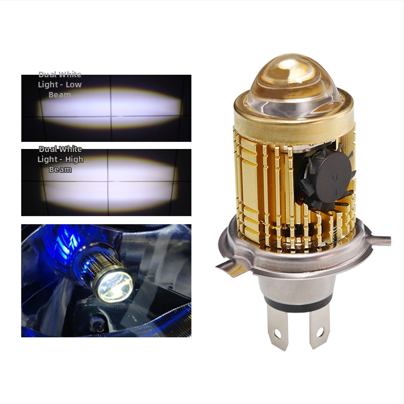 Svetlomet na motocykel H4 s fisheye objektívom, telo z hliníkovej zliatiny, vstavané svetlo, 30W, 12–80V, LED 3570+3030