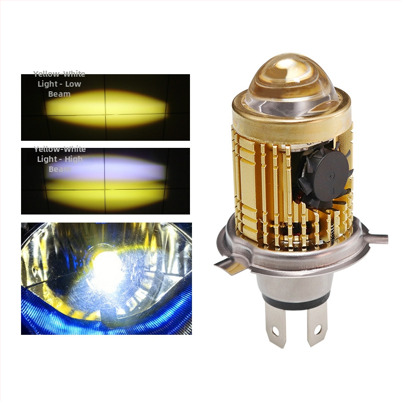 Svetlomet na motocykel H4 s fisheye objektívom, telo z hliníkovej zliatiny, vstavané svetlo, 30W, 12–80V, LED 3570+3030