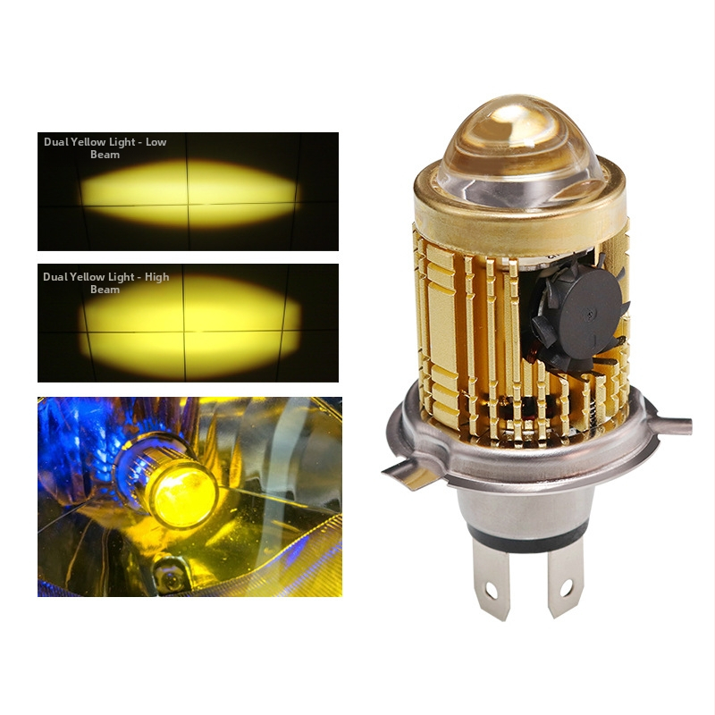 Svetlomet na motocykel H4 s fisheye objektívom, telo z hliníkovej zliatiny, vstavané svetlo, 30W, 12–80V, LED 3570+3030