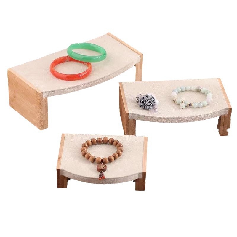 Stojan na šperky z bambusu a dreva, obdĺžnikový tvar, trojdielny set, spojovacia konštrukcia