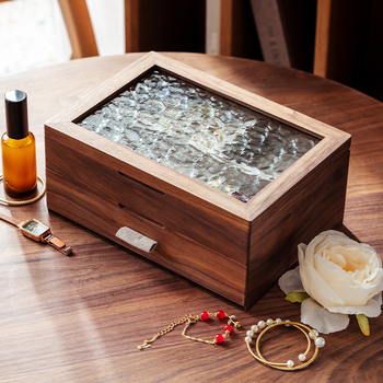 nhosue Walnut дървена кутия за бижута, двуетажна, китайски стил, прахоустойчива, многофункционална