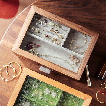 nhosue Walnut дървена кутия за бижута, двуетажна, китайски стил, прахоустойчива, многофункционална