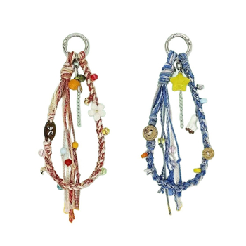 Pletený telefónny náramok s kľúčovým príveskom, materiál zliatina, ručne pletený, ovocný vzor, leto 2025