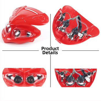 LED predné svetlo na off-road motocykel s plastovým telom a lampou s štyrmi očami vo vzhľade ducha, 12V, 35W