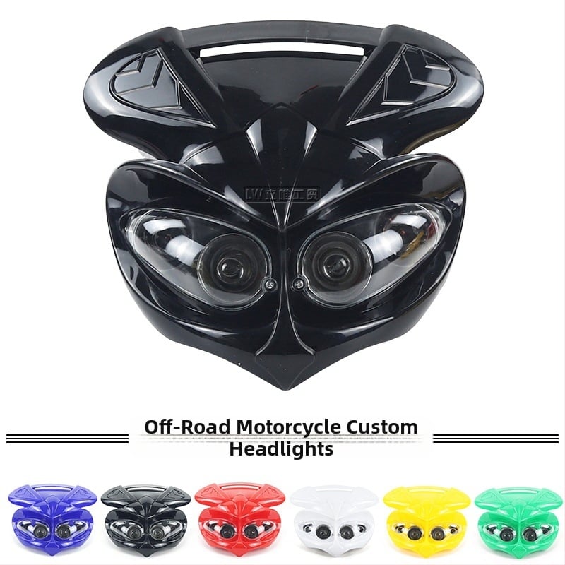 LED predné svetlo na off-road motocykel s plastovým telom a lampou s štyrmi očami vo vzhľade ducha, 12V, 35W