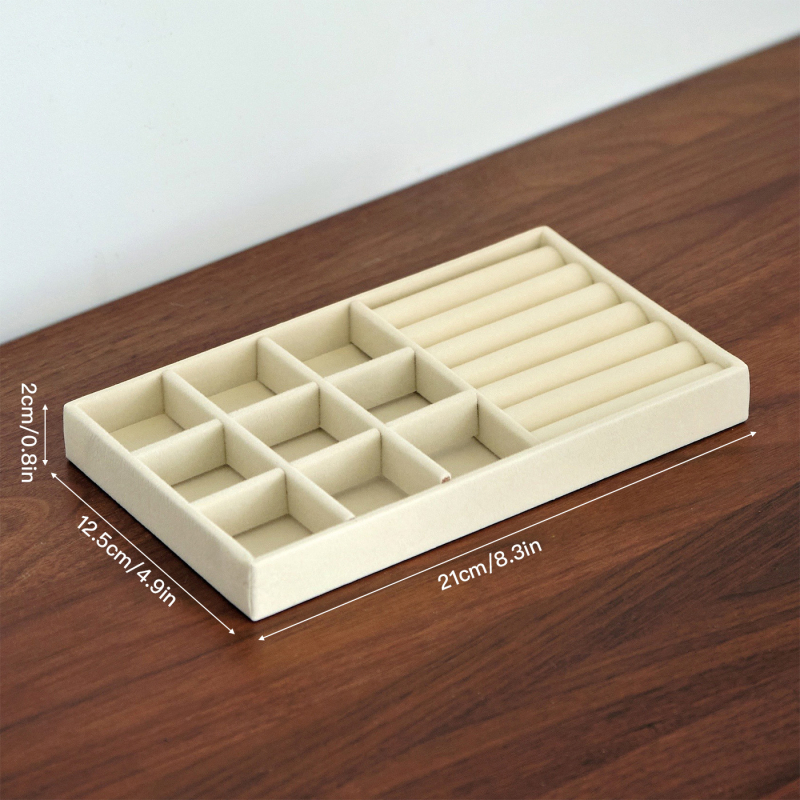 Дървена кутия за бижута с капак и отделения, настолна употреба, плътностна дъска, многофункционална и прахозащитна, един слой