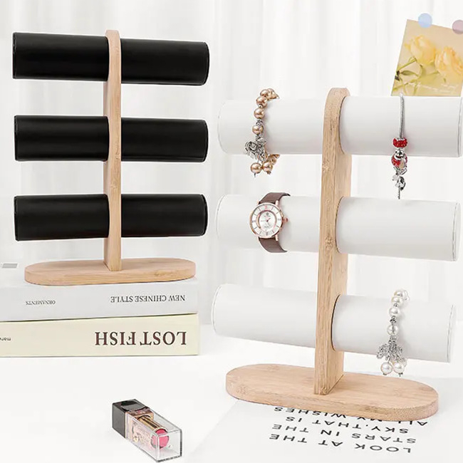 Държач за бижута от бамбук с корпус от твърдо дърво, сплайсинг техника, луксозен дисплей, пускан през лятото на 2021 г.