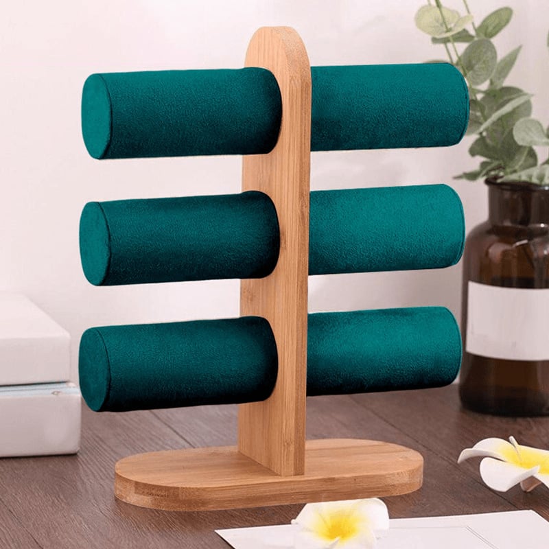 Държач за бижута от бамбук с корпус от твърдо дърво, сплайсинг техника, луксозен дисплей, пускан през лятото на 2021 г.