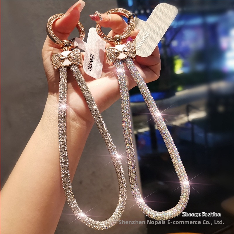 Šnúrka na telefón s diamantovou mašľou a geometrickým príveskom, ručná výroba, multifunkčná, Jane grids