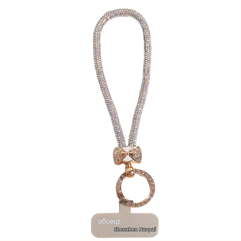 Šnúrka na telefón s diamantovou mašľou a geometrickým príveskom, ručná výroba, multifunkčná, Jane grids