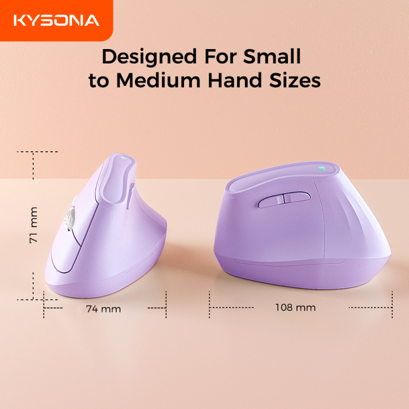 Kysona EM9 ергономична вертикална мишка, 4000 DPI, 2.4G + Bluetooth, USB, 6 бутона, тегло 120 g