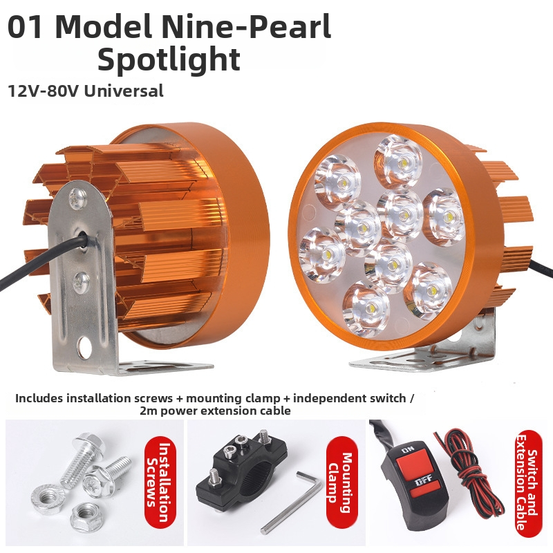 Hlavné svetlo pre motocykel a elektrické bicykle - Ultra jasné LED, Štýl 01, 6W, 12V, hliníkové telo