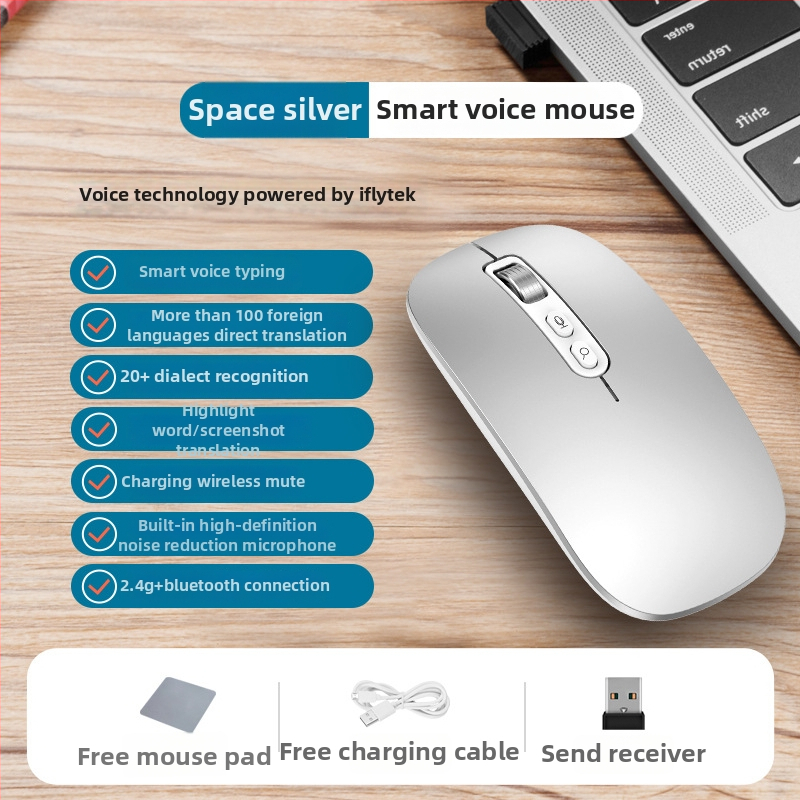 Bezdrôtová myš Bluetooth a 2.4G v dvojmóde, 4000 DPI, 5 tlačidiel, nabíjateľná, ergonomický dizajn