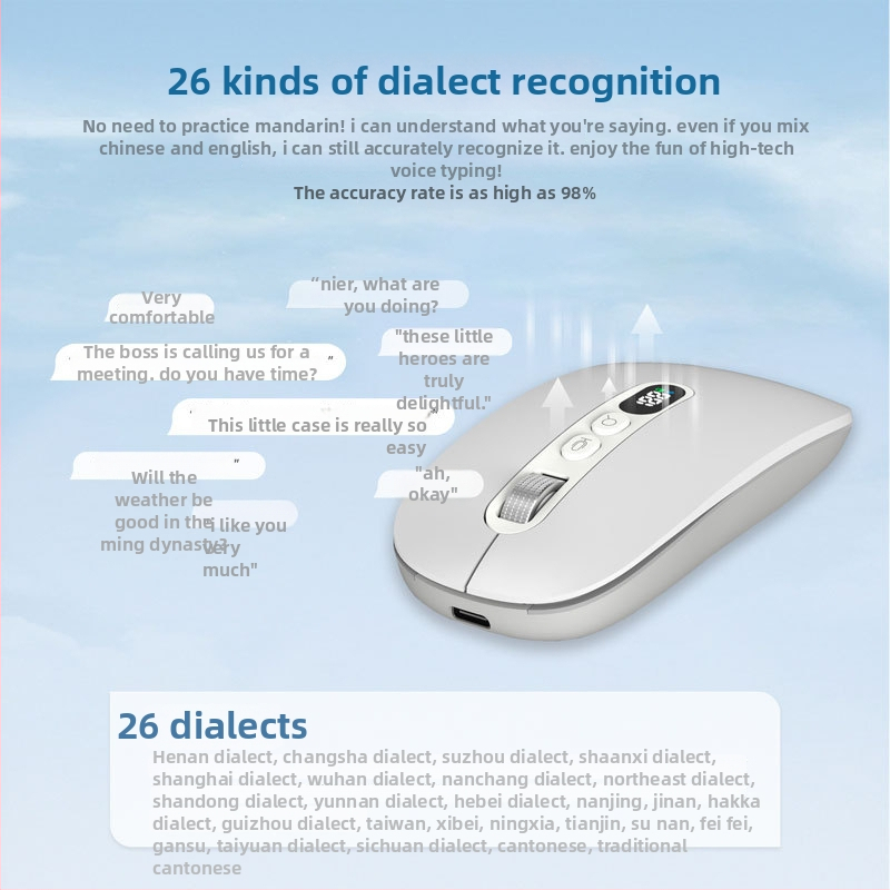 Оптична безжична мишка с 4000dpi, 5 бутона, 2.4G+Bluetooth, PS/2 интерфейс, ергономичен дизайн