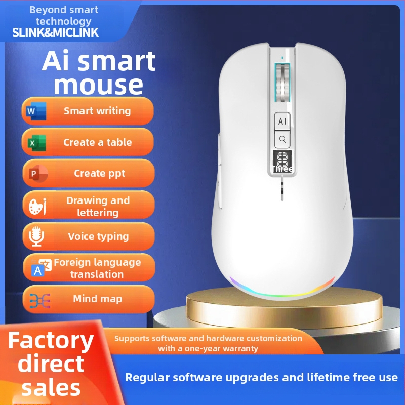 Оптична безжична мишка с 4000dpi, 5 бутона, 2.4G+Bluetooth, PS/2 интерфейс, ергономичен дизайн