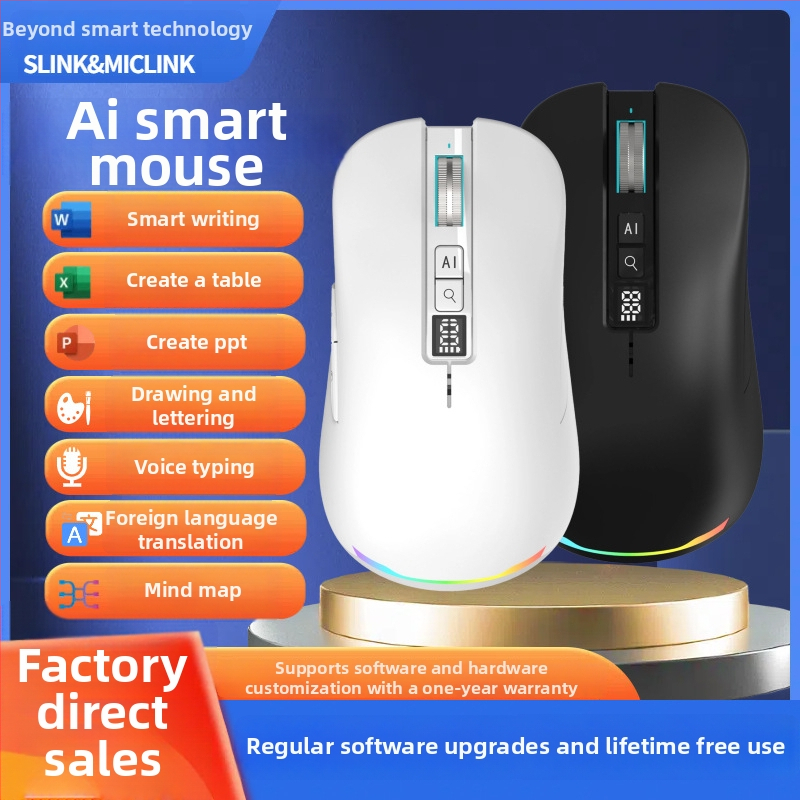 Оптична безжична мишка с 4000dpi, 5 бутона, 2.4G+Bluetooth, PS/2 интерфейс, ергономичен дизайн