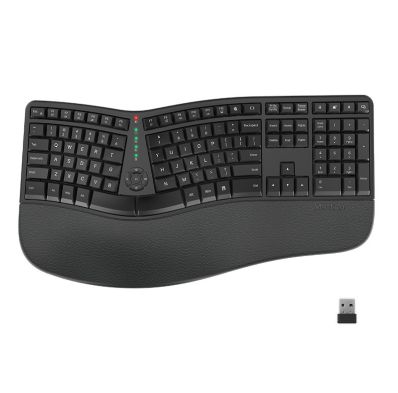 Meetion DirectorC Σετ εργονομικού πληκτρολογίου και ποντικιού, ασύρματο 2.4G, 112 πλήκτρα, DPI 800/1200/1800/2400, Plug and Play