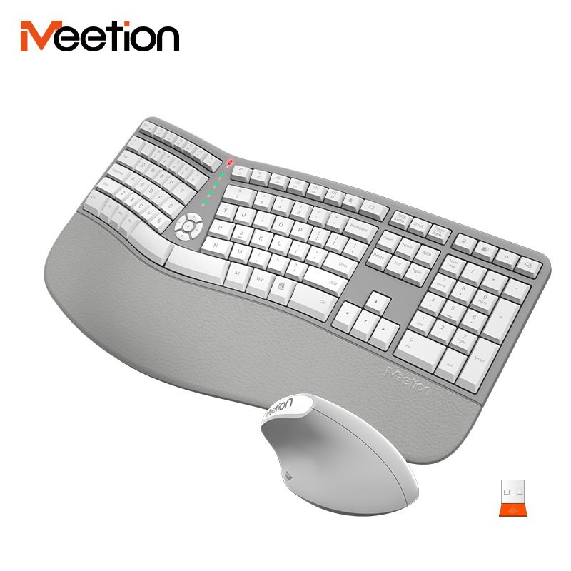 Meetion DirectorC Σετ εργονομικού πληκτρολογίου και ποντικιού, ασύρματο 2.4G, 112 πλήκτρα, DPI 800/1200/1800/2400, Plug and Play
