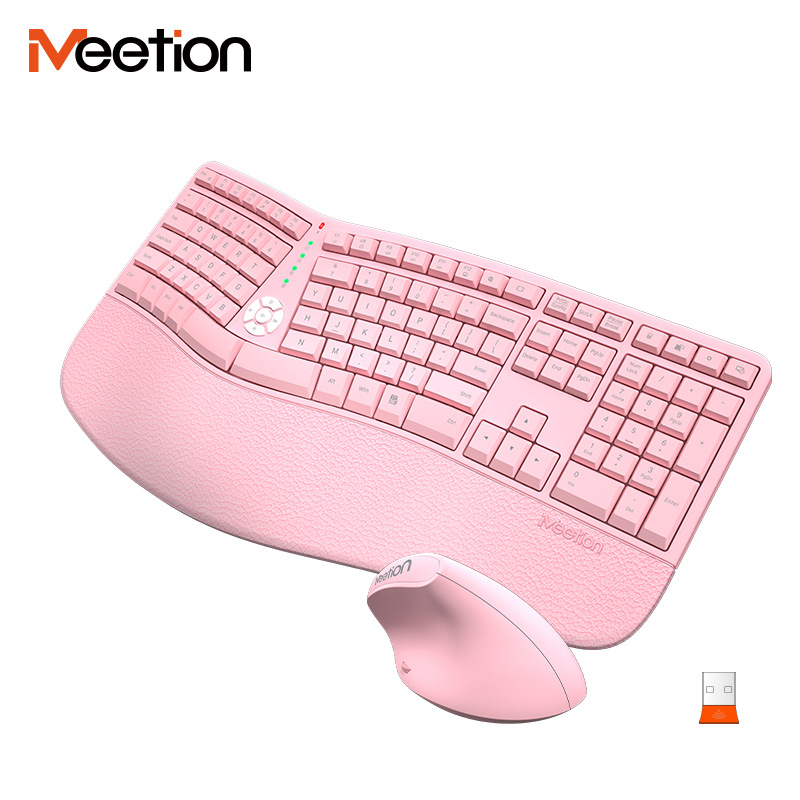 Meetion DirectorC Σετ εργονομικού πληκτρολογίου και ποντικιού, ασύρματο 2.4G, 112 πλήκτρα, DPI 800/1200/1800/2400, Plug and Play