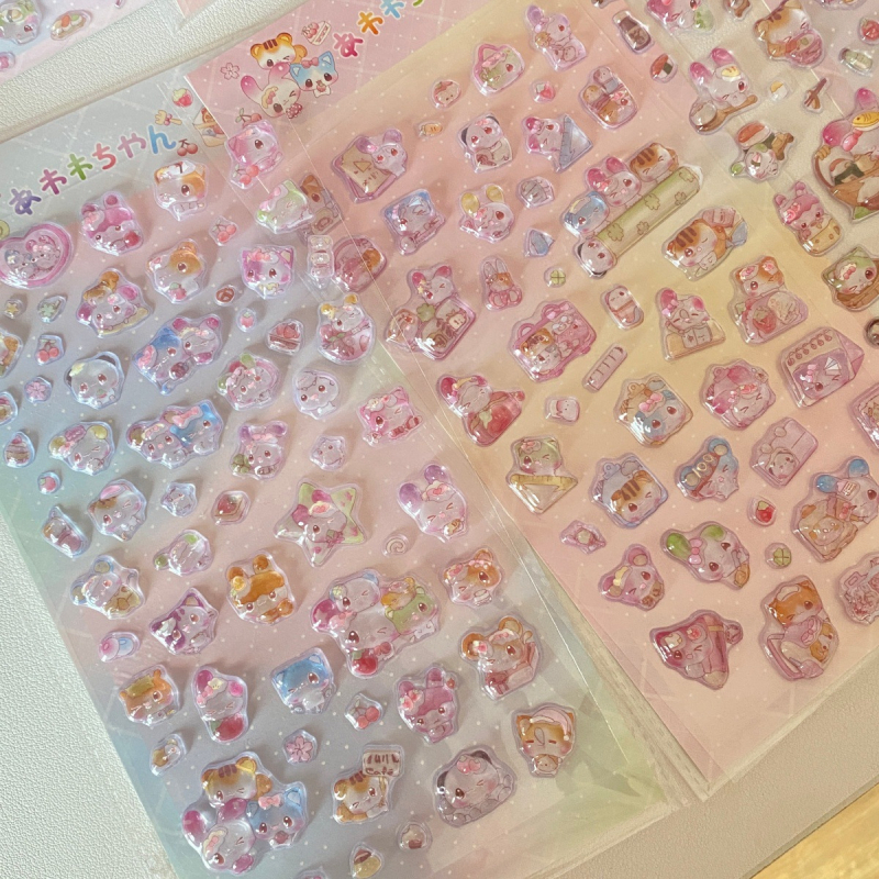 3D χαριτωμένα ζωάκια αυτοκόλλητα για διαφανή θήκη κινητού – ιαπωνικού στυλ ανάγλυφο, αυτοκόλλητα με κόλλα, εκτύπωση, IP δικαιώματα: Όχι