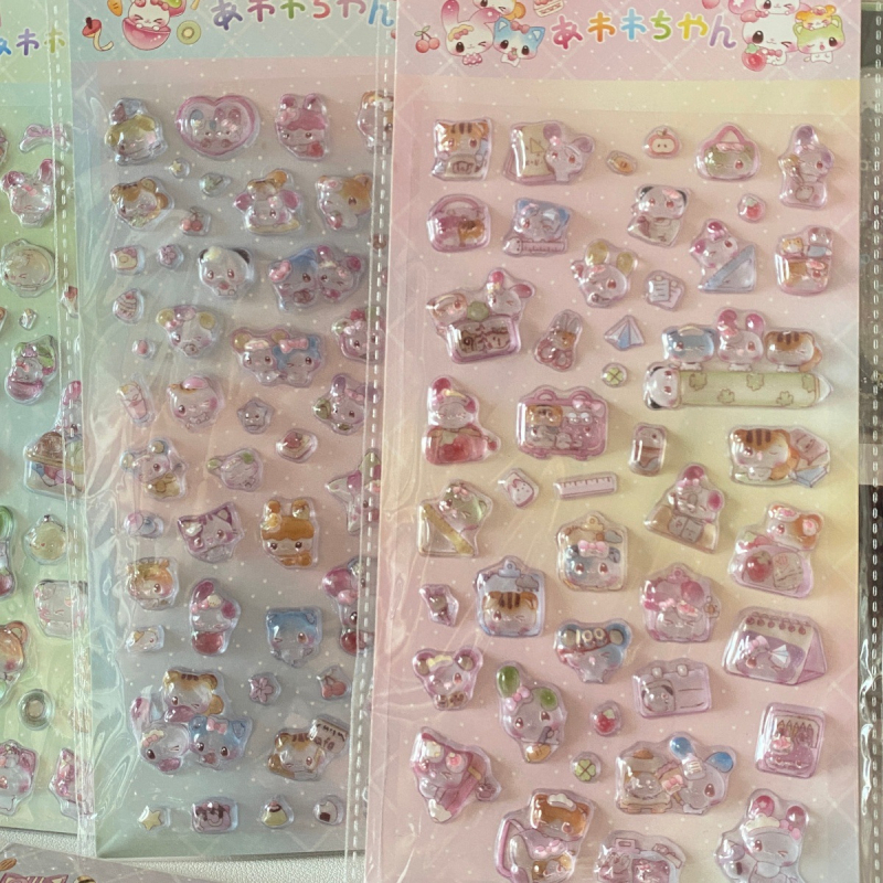 3D χαριτωμένα ζωάκια αυτοκόλλητα για διαφανή θήκη κινητού – ιαπωνικού στυλ ανάγλυφο, αυτοκόλλητα με κόλλα, εκτύπωση, IP δικαιώματα: Όχι