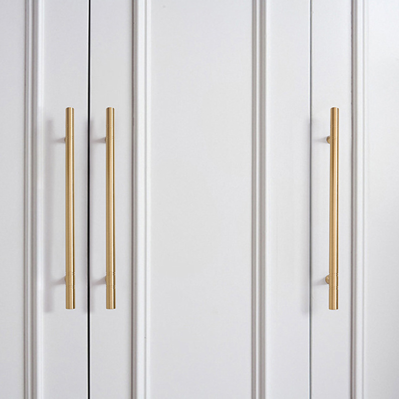 Mosazna ručka za vrata ormarića, garderobe i ladice, minimalistički američki stil, zlatne boje.