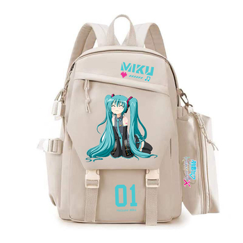 Unisex anime školska torba u dvodimenzionalnom stilu Miku, poliester, gradski stil, kapacitet ispod 20 L
