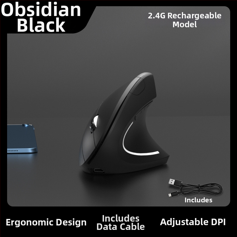 Bezdrôtová ergonomická zvislá myš, 4 tlačidlá, optické rozlíšenie 1600 DPI, 2.4G bezdrôtová technológia, model G7043, plug-and-play