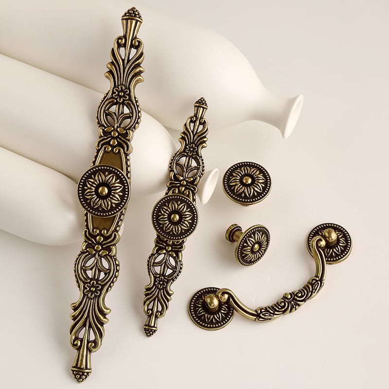 Дръжка за шкаф и чекмедже, европейски и американски стил, ретро, с едно дупче, модел HK175 Qinggu, цинкова сплав