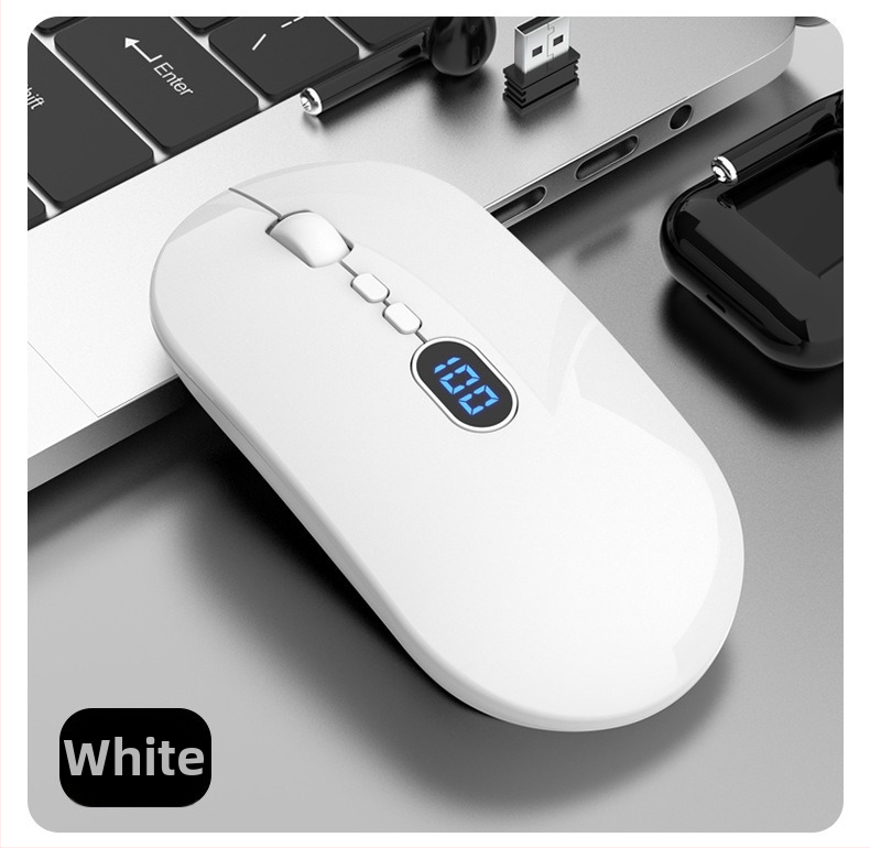 Bezdrôtová myš s dvojitou konektivitou 2.4G/Bluetooth, 1600 DPI, 5 tlačidiel, dobíjateľná, dosah 10 m