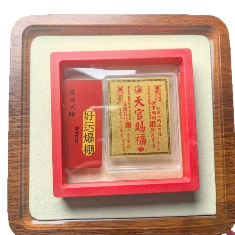 Nálepka na mobilný telefón so zlatým kovovým listom, čínskeho štýlu, balená v akrylovej škrupine