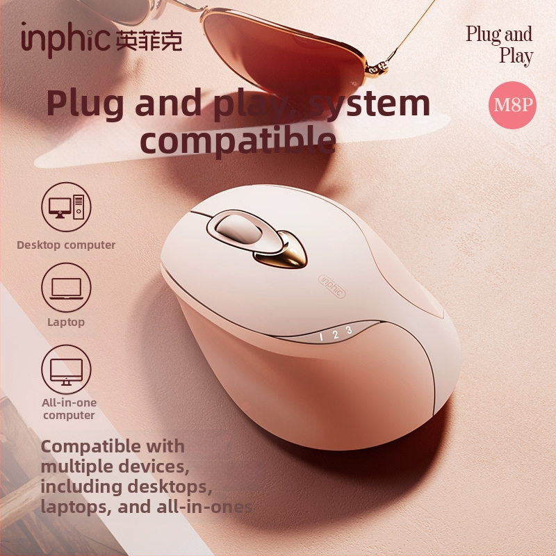 Безжична мишка с 2.4G/Bluetooth връзка, 1600dpi, 4 бутона, USB интерфейс, обхват до 10 м