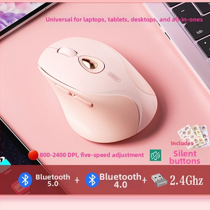 Безжична мишка с 2.4G/Bluetooth връзка, 1600dpi, 4 бутона, USB интерфейс, обхват до 10 м