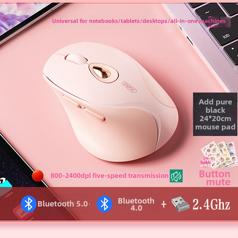 Безжична мишка с 2.4G/Bluetooth връзка, 1600dpi, 4 бутона, USB интерфейс, обхват до 10 м