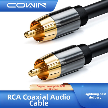 Koaxiálny digitálny zvukový kábel, 75 Ω SPDIF pre subwoofer, zlaté OFC meďové jadro, model R-01-01