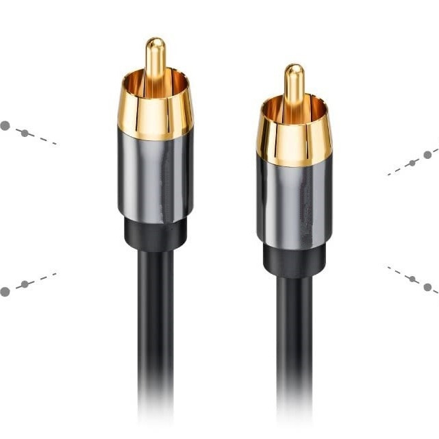 Коаксиален цифров аудио кабел, 75 Ω SPDIF за субуфер, позлатена повърхност, медна оголена сърцевина, модел R-01-01