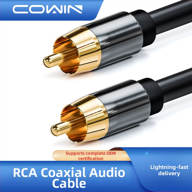 Koaxiálny digitálny zvukový kábel, 75 Ω SPDIF pre subwoofer, zlaté OFC meďové jadro, model R-01-01