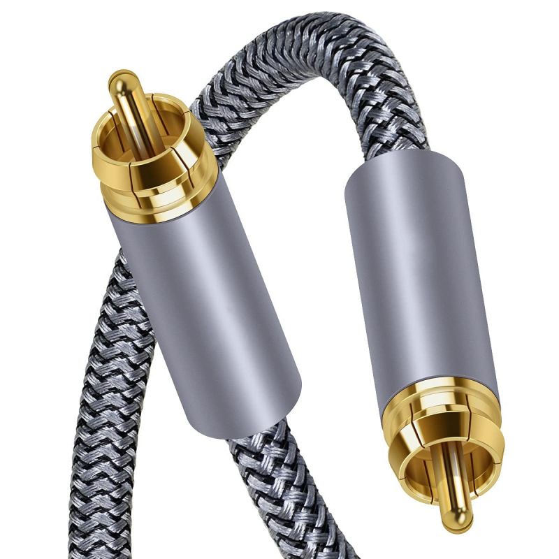 Коаксиален цифров аудио кабел, 75 Ω SPDIF за субуфер, позлатена повърхност, медна оголена сърцевина, модел R-01-01